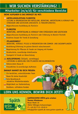 Wir suchen Verstärkung bei den Zimmer- und Saisonpflanzen