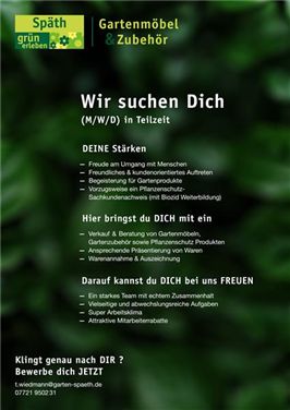 Wir suchen Verstärkung im Bereich Gartenmöbel & Zubehör 
