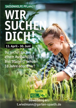  WIR SUCHEN EINE SAISONHILFE FÜR DIE PFLANZE